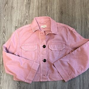 LOFT Dusty Pink Cropped Denim Jacket